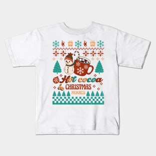 Hot Cocoa & Christmas Movies Sublimation Kids T-Shirt